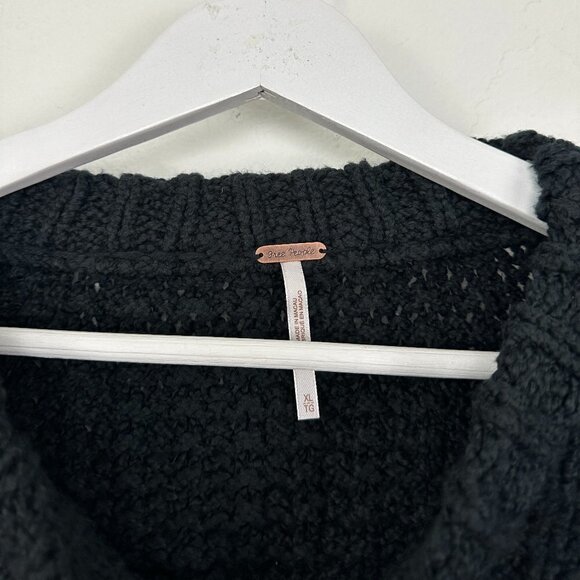 FREE PEOPLE Cutting Edge Cotton Cable Sweater in Black Size X-Large - Picture 6 of 14